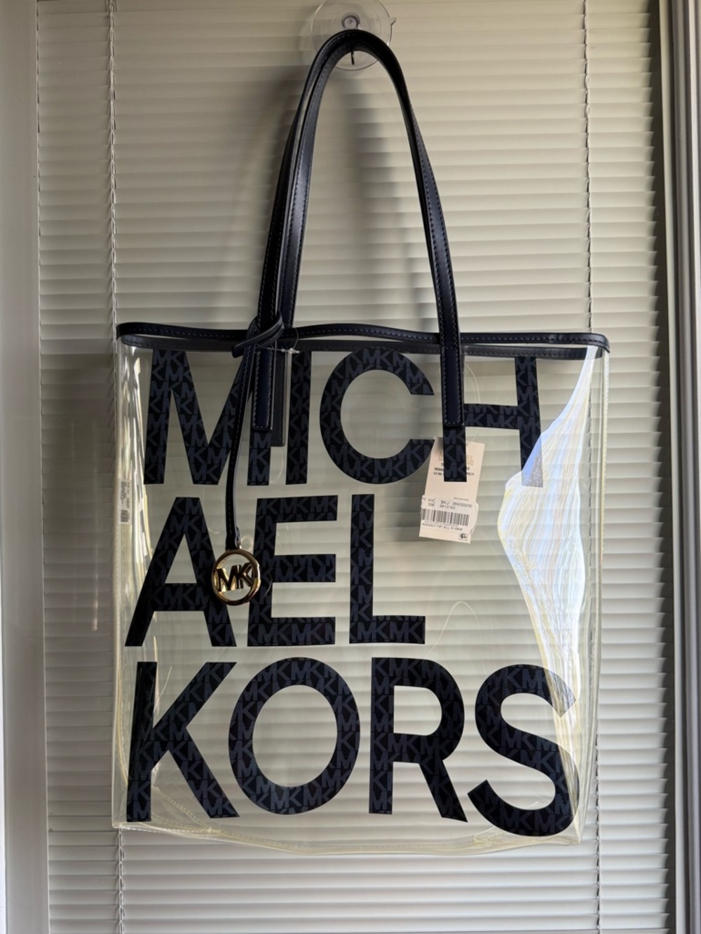 Michael Kors Navy Logo Clear Tote Bag - Picture 3 of 4
